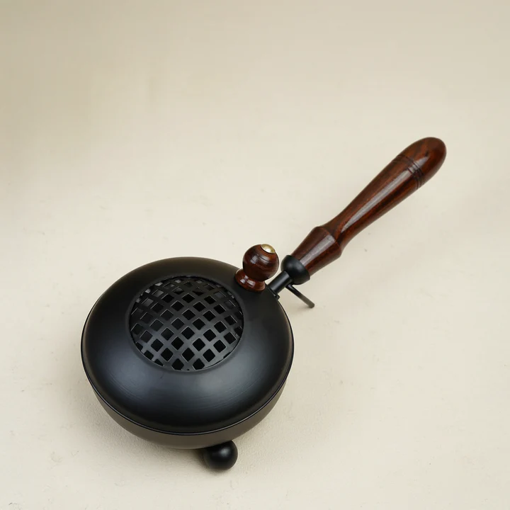 Resin Burner with Wooden Handle Black