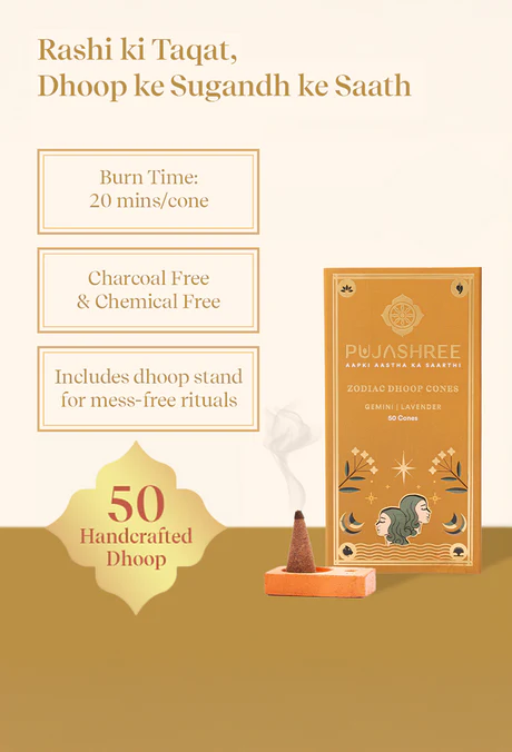 Gemini Zodiac Dhoop Cones 50 pcs - Lavender - Image 4