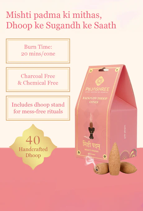 Mishti Padma Back Flow Dhoop Cones 40 pcs - Image 2