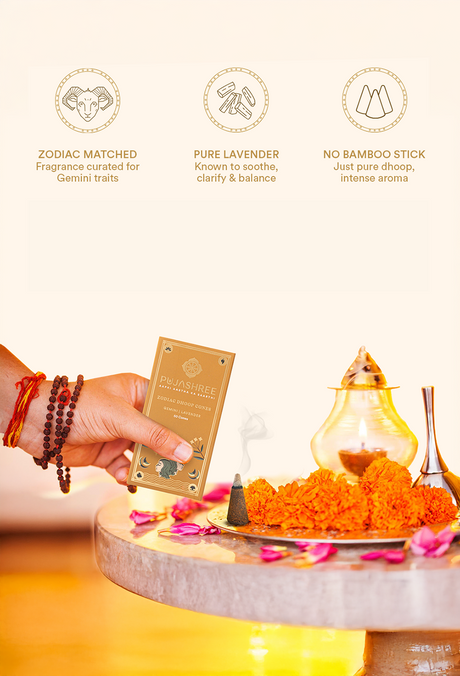 Gemini Zodiac Dhoop Cones 50 pcs - Lavender - Image 6