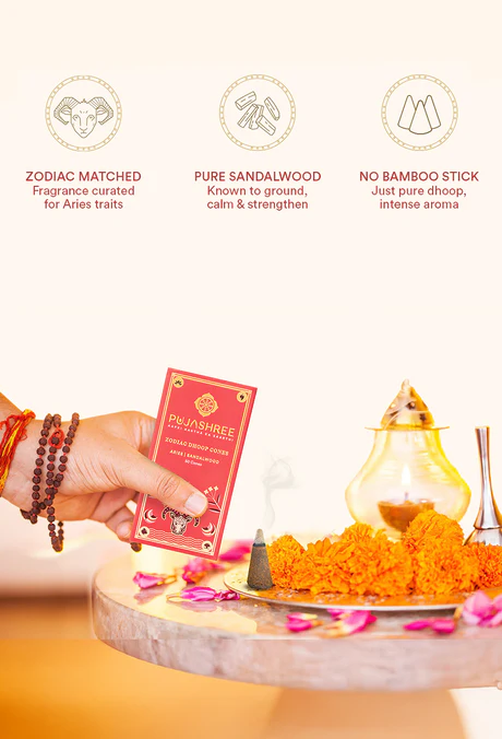 Aries Zodiac Dhoop Cones 50 pcs - Sandalwood - Image 10