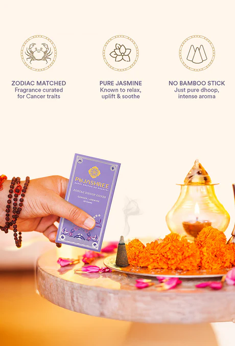 Cancer Zodiac Dhoop Cones 50 pcs- Jasmine - Image 4