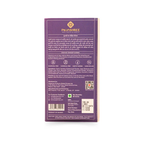 Aquarius Zodiac Dhoop Cones 50 pcs - Eucalyptus - Image 6