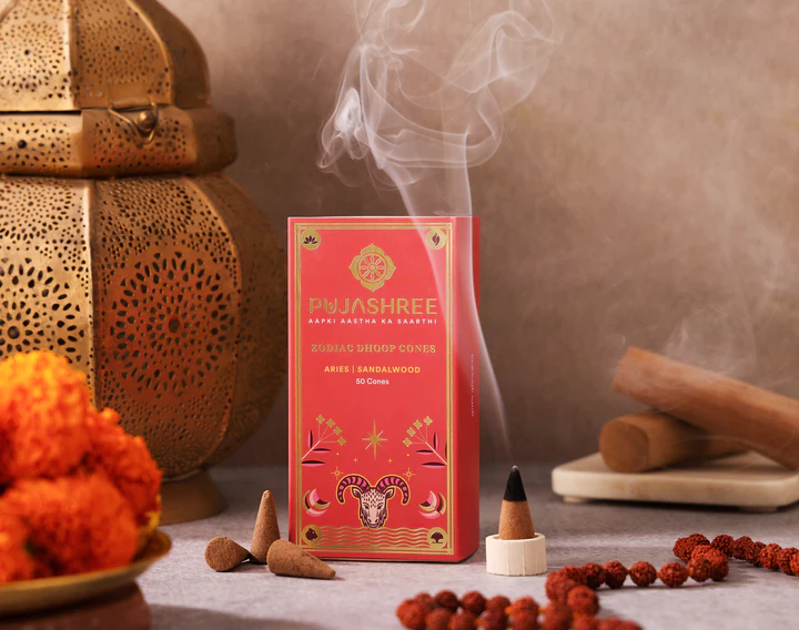 Aries Zodiac Dhoop Cones 50 pcs - Sandalwood