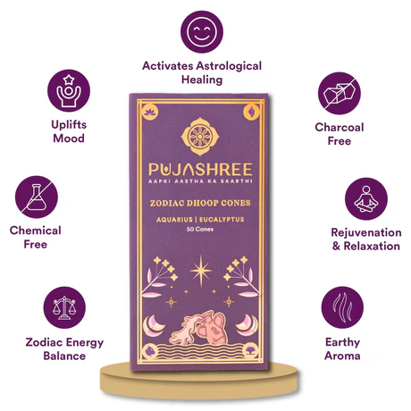 Aquarius Zodiac Dhoop Cones 50 pcs - Eucalyptus - Image 8
