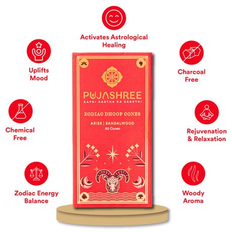 Aries Zodiac Dhoop Cones 50 pcs - Sandalwood - Image 5