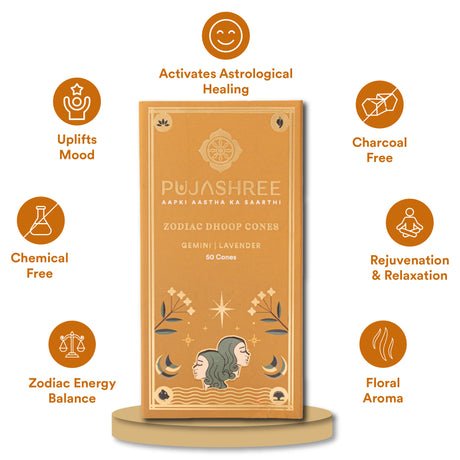 Gemini Zodiac Dhoop Cones 50 pcs - Lavender - Image 3