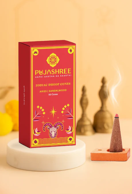 Aries Zodiac Dhoop Cones 50 pcs - Sandalwood - Image 2