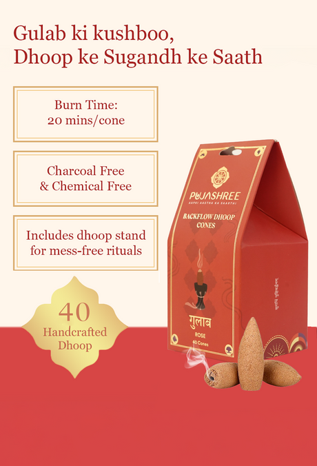 Rose Backflow Dhoop Cones (40 pcs) - Image 2