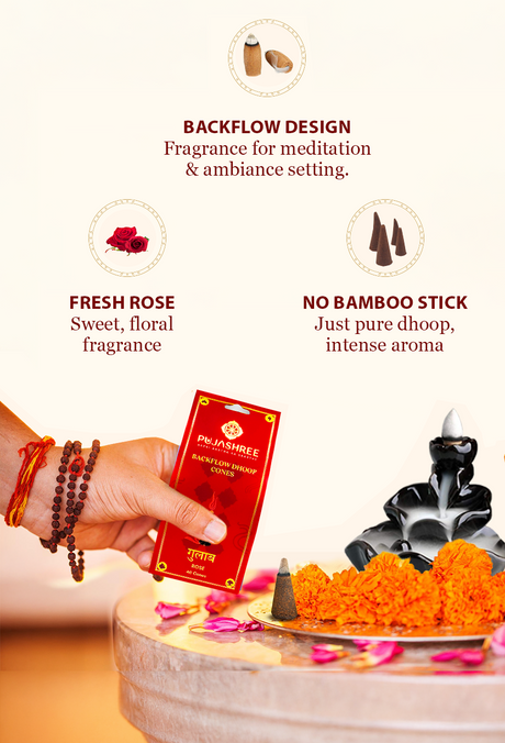 Rose Backflow Dhoop Cones (40 pcs) - Image 4