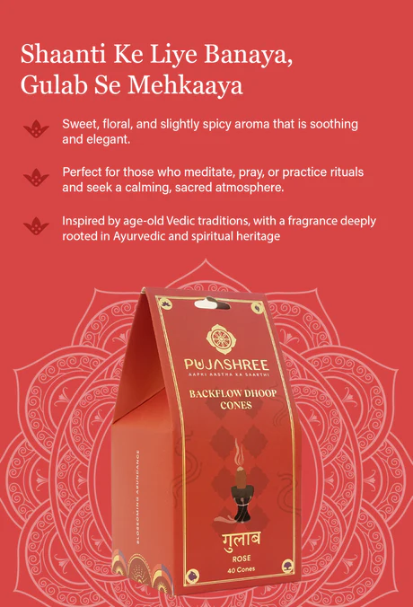 Rose Backflow Dhoop Cones (40 pcs) - Image 3