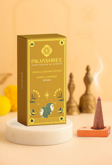 Gemini Zodiac Dhoop Cones 50 pcs - Lavender - Image 2