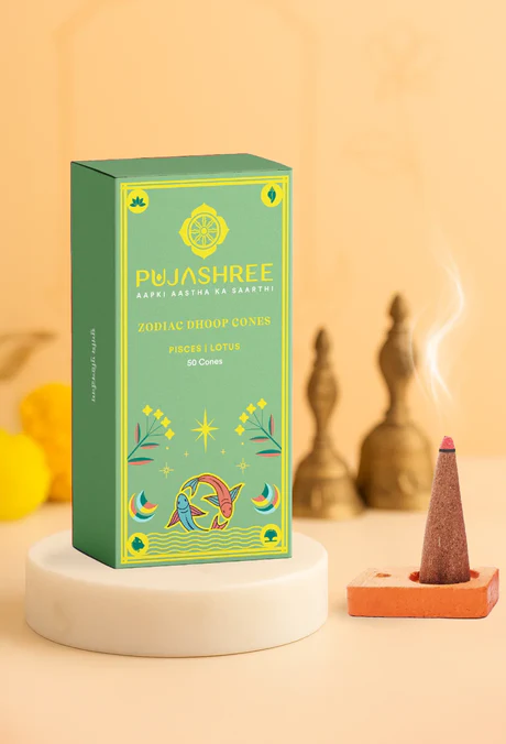 Pisces Zodiac Dhoop Cones 50 pcs - Lotus - Image 2
