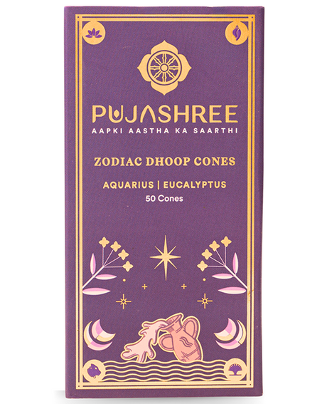 Aquarius Zodiac Dhoop Cones 50 pcs - Eucalyptus - Image 3
