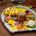Kolkata, India - January 26, 2015: Plate containing sacred items for puja (prayers). These items are used for traditional ceremonys like wedding, engagements, Pooja ets.